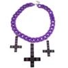 Inverted Cross Pentagram Necklace Purple -Kreepsville Shop 436 Image1