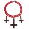 Inverted Cross Pentagram Necklace Red -Kreepsville Shop 437 Image1