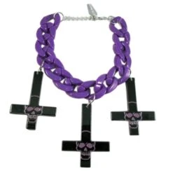 Inverted Cross Skull Bracelet Purple
