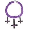 Inverted Cross Skull Necklace Purple