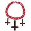 Inverted Cross Skull Necklace Red -Kreepsville Shop 448 Image1