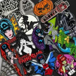 Elvira Crescent Moon Glitter Enamel Pin -Kreepsville Shop BEECMG 5