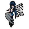 Elvira Racing Flag Skull Enamel Pin