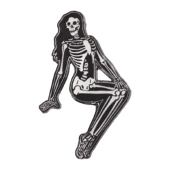 Skeleton Pin-up Girl Sitting Enamel Pin