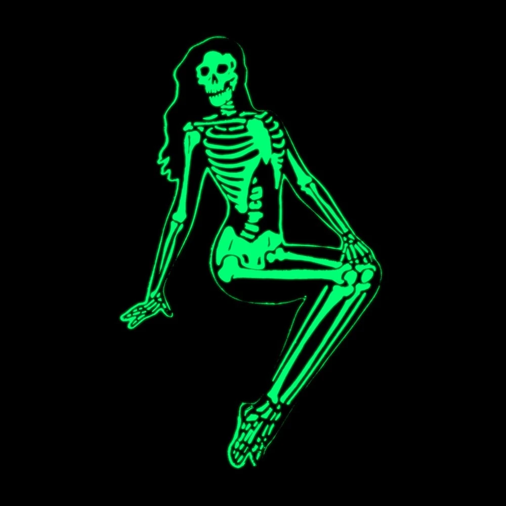Skeleton Pin-up Girl Sitting Enamel Pin 5 Skeleton Pin-up Girl Sitting Enamel Pin - Image 3