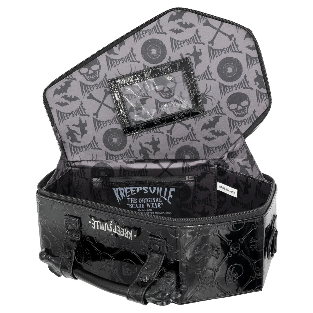 Embossed Patent Skull Crossbones Coffin Purse Bag 6 Embossed Patent Skull Crossbones Coffin Purse Bag - Image 4