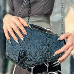 Embossed Patent Skull Crossbones Coffin Purse Bag 13 Embossed Patent Skull Crossbones Coffin Purse Bag -Kreepsville Shop BGCEPS 6