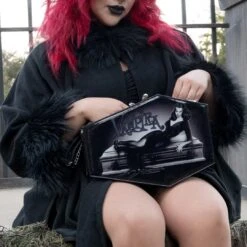 Vampira Skull Kiss Lock Deluxe Coffin Handbag -Kreepsville Shop BGKLCVA 5