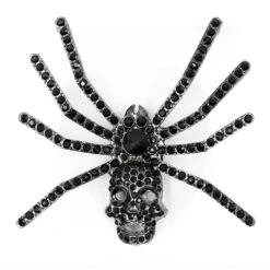 Dia Spider Skull Brooch Black