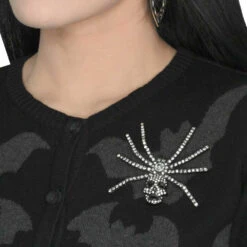 Dia Spider Skull Brooch Clear -Kreepsville Shop BRSSC 3