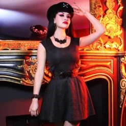 Death Repeat Embossed Skater Dress -Kreepsville Shop DRMDRE 5