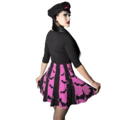 Bat Stripe Pink Skater Dress -Kreepsville Shop DRSKBSP 3