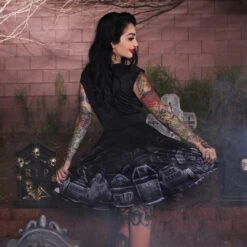 Tombstone Bats Skater Dress 11 Tombstone Bats Skater Dress -Kreepsville Shop DRSKTB 5