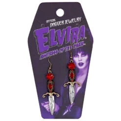 Elvira Dagger Earrings Red -Kreepsville Shop EEDR 3