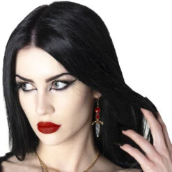 Elvira Dagger Earrings Red -Kreepsville Shop EEDR 4