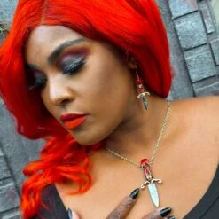 Elvira Dagger Earrings Red -Kreepsville Shop EEDR 5