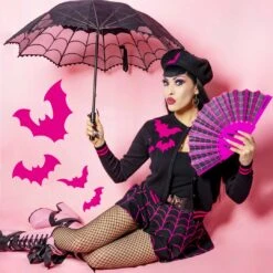 Bat Flock Pink Cardigan -Kreepsville Shop GCBFP 4