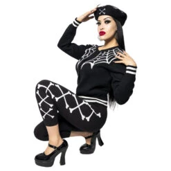 Crossbones Capri Leggings -Kreepsville Shop GCPCBW 3