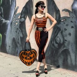 Trick Or Treat Stripe Capri Leggings -Kreepsville Shop GCPTTS 5 4d1ce7f1 ca92 4a50 b38b 31ec41b807a5