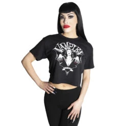 Vampira Bat Wing Crest Crop Tee -Kreepsville Shop GCTVBW 3