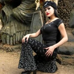 Bat Repeat Gradient Flare Leggings 11 Bat Repeat Gradient Flare Leggings -Kreepsville Shop GFLBRG 5