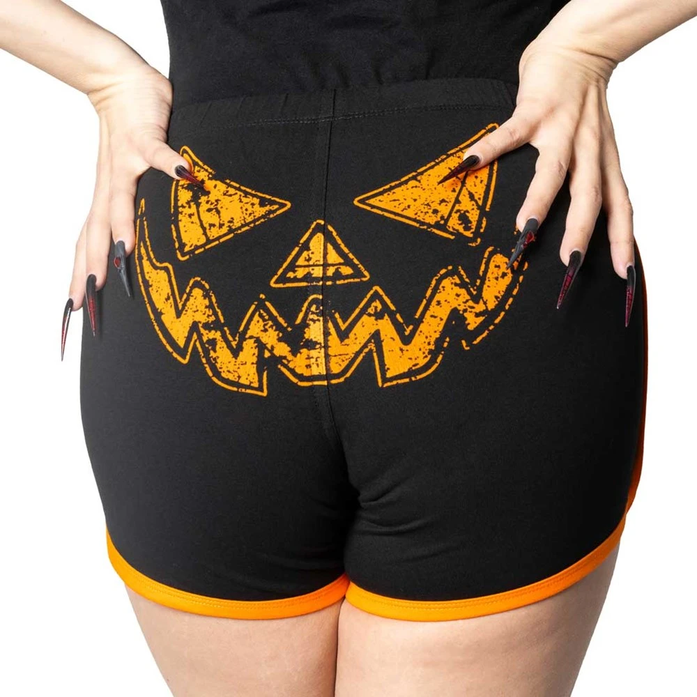 Pumpkin Trick Or Treat Womens Booty Shorts 3 Pumpkin Trick Or Treat Womens Booty Shorts
