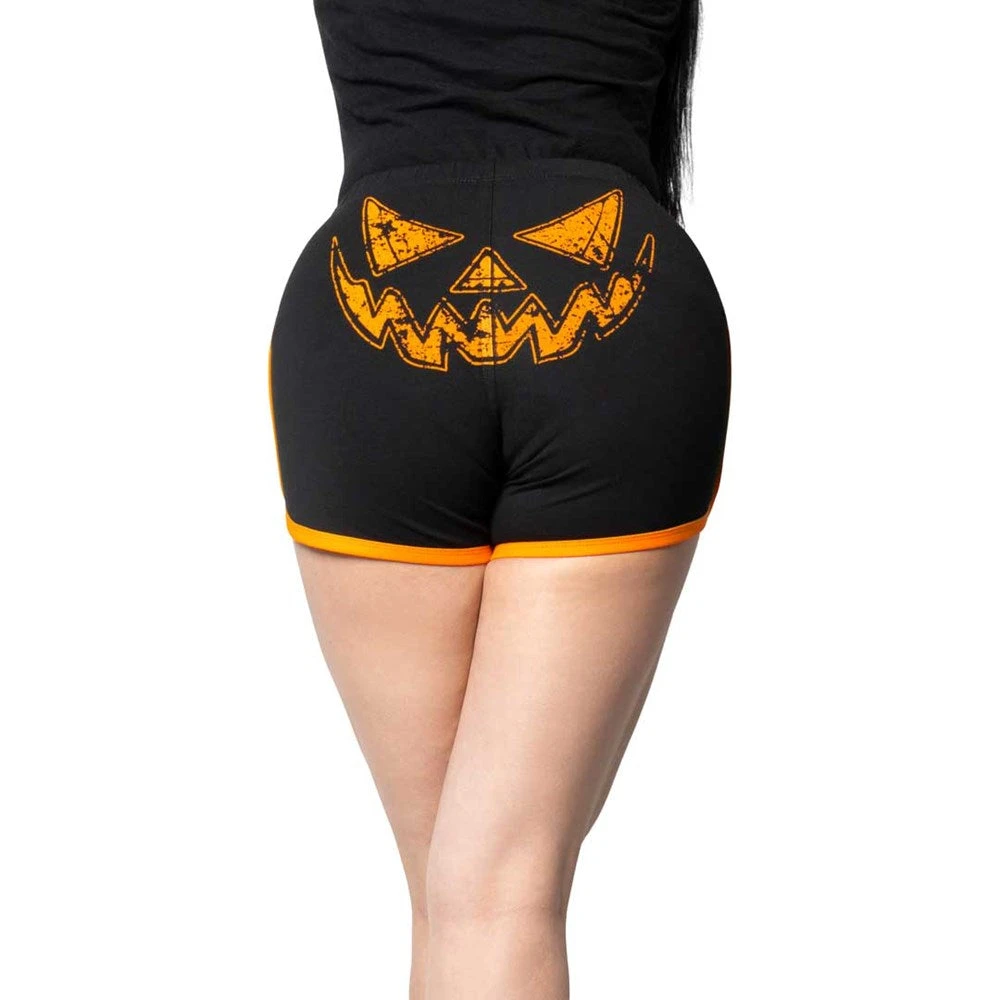Pumpkin Trick Or Treat Womens Booty Shorts 5 Pumpkin Trick Or Treat Womens Booty Shorts - Image 3