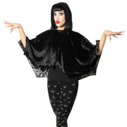 Bat Wing Velvet Grey Short Cape