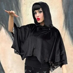 Bat Wing Velvet Grey Short Cape 10 Bat Wing Velvet Grey Short Cape -Kreepsville Shop GSCBWVG 4