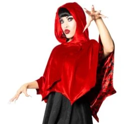 Bat Wing Velvet Red Short Cape -Kreepsville Shop GSCBWVR 3