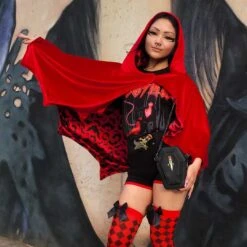 Bat Wing Velvet Red Short Cape -Kreepsville Shop GSCBWVR 6