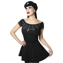 Spiderweb Grey Shoulder Top -Kreepsville Shop GSTSWG 3