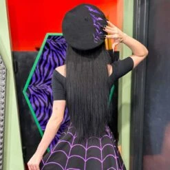 Bat Repeat Purple Beret Hat -Kreepsville Shop HBBBRP 6