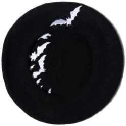 Bat Repeat White Beret Hat -Kreepsville Shop HBBBR 3