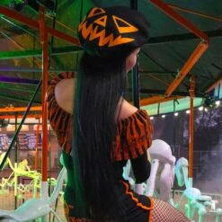Trick Or Treat Pumpkin Black Beret -Kreepsville Shop HBBTTPB 3