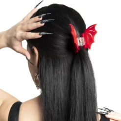Bat Hair Claw Clip Red -Kreepsville Shop HCCBR 5