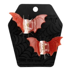 Bat Med Claw Clip Set Red Glitter 8 Bat Med Claw Clip Set Red Glitter -Kreepsville Shop HCCSMBRG 3