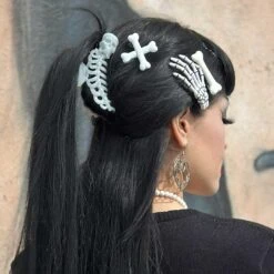Skeleton Ribcage Hair Claw Clip Glow In The Dark -Kreepsville Shop HCCSRG 7