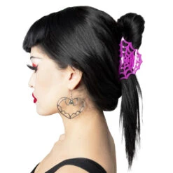 Spiderweb Hair Claw Clip Pink 10 Spiderweb Hair Claw Clip Pink -Kreepsville Shop HCCSWP 4