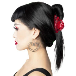Spiderweb Hair Claw Clip Red -Kreepsville Shop HCCSWR 4