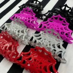 Spiderweb Hair Claw Clip Red -Kreepsville Shop HCCSWR 5