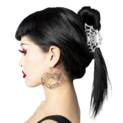 Spiderweb Hair Claw Clip Silver 10 Spiderweb Hair Claw Clip Silver -Kreepsville Shop HCCSWS 4