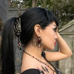 Spider Charm Web Claw Clip Silver -Kreepsville Shop HCCWSCS 6