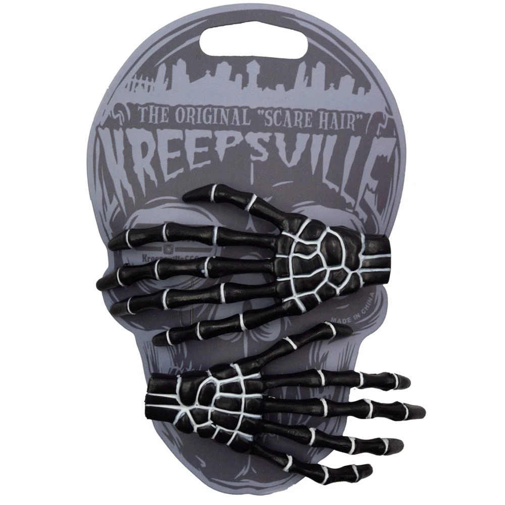Kreepsville 666 Skeleton Bone Hand Hairslides Black 4 Kreepsville 666 Skeleton Bone Hand Hairslides Black - Image 2