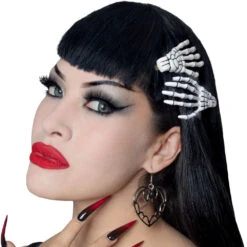 Skeleton Bone Hand Hairslides White 9 Skeleton Bone Hand Hairslides White -Kreepsville Shop HSBHW 3