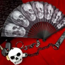 Anatomical Skull Fabric Fan -Kreepsville Shop HWFAS 4
