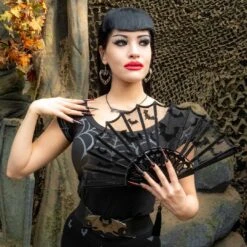 Bat Lace Hand Fan -Kreepsville Shop HWFBL 4