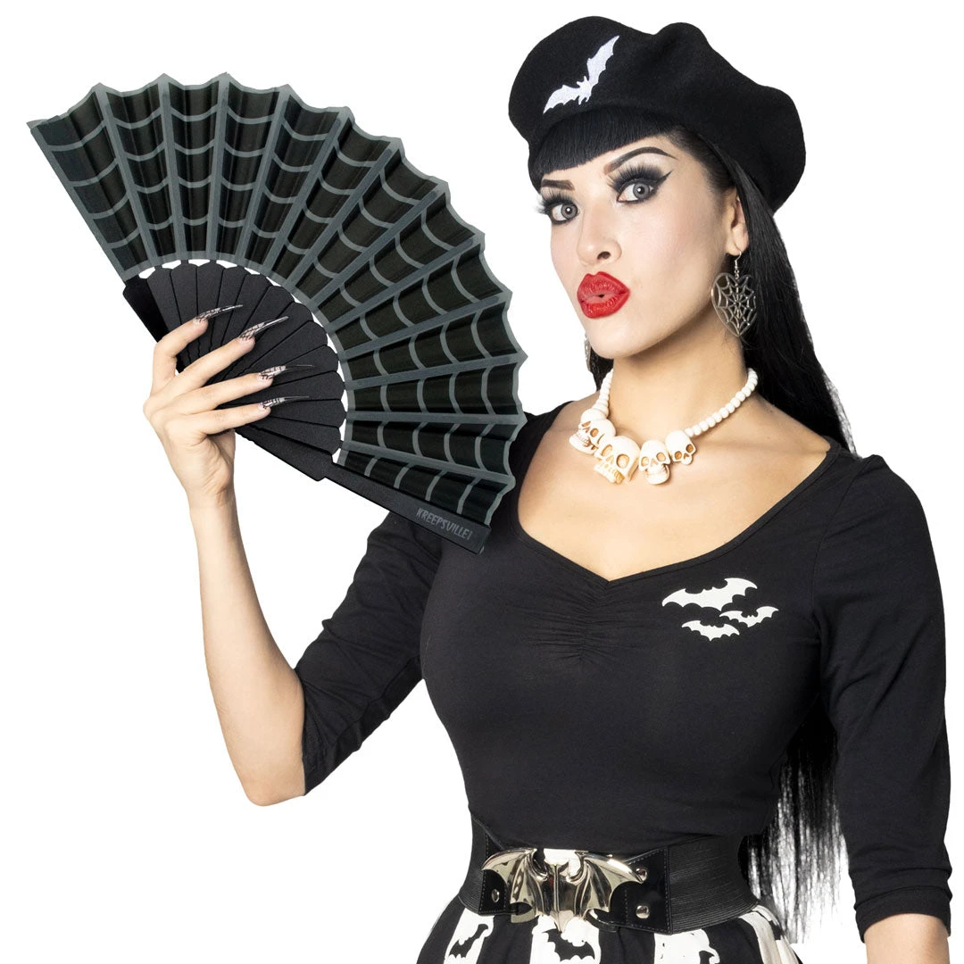 Spiderweb Scallop Fan Black 4 Spiderweb Scallop Fan Black - Image 2