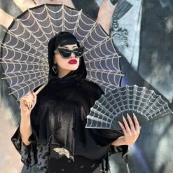 Spiderweb Scallop Fan Black 10 Spiderweb Scallop Fan Black -Kreepsville Shop HWFEWB 4