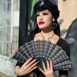Spiderweb Scallop Fan Black 11 Spiderweb Scallop Fan Black -Kreepsville Shop HWFEWB 5